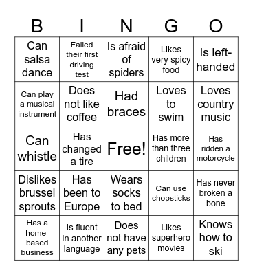 Icebreaker Bingo Card