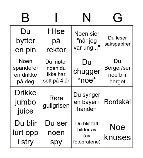 Grisefest Bingo Card