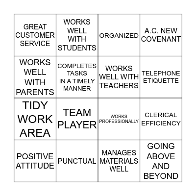 A.C. NEW  BINGO Card