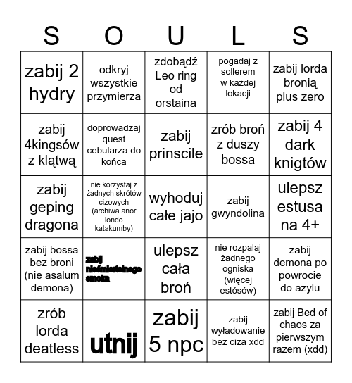 DARK SOULS 1 Bingo Card