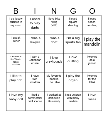 Name That Resident!          Name: Bingo Card