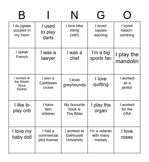 Name That Resident!          Name: Bingo Card