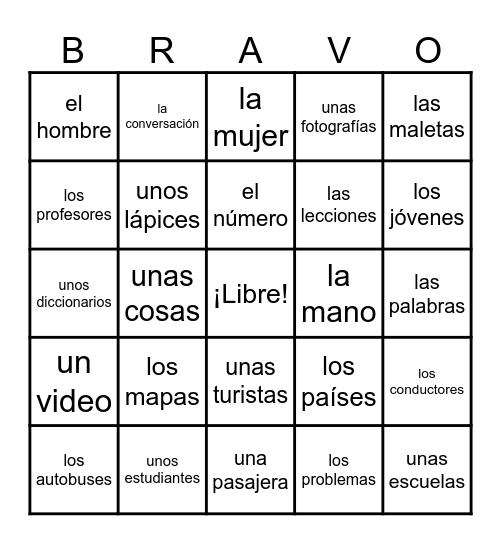 ¡Bravo! Bingo Card