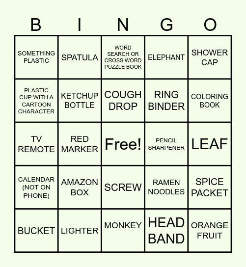 SCAVENGER HUNT BINGO #4 Bingo Card