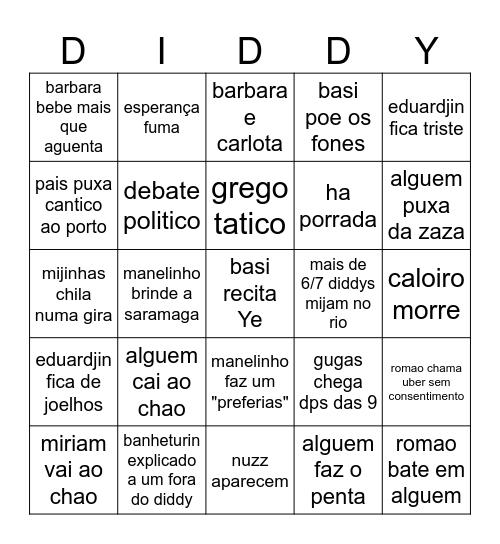 proibido farmar pontos Bingo Card