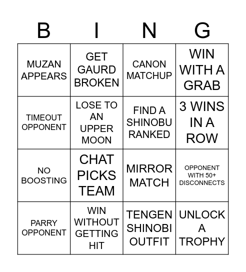 Test Thumb Bingo Card