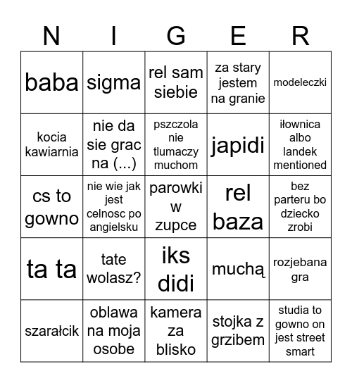 capik bingo Card