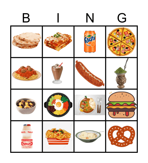 Food Around the World Bingo Card