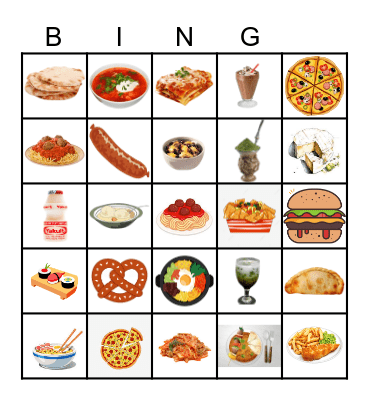 Food Around the World Bingo Card
