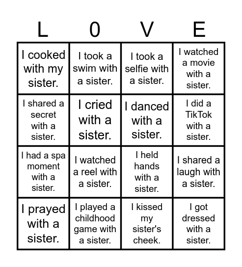 Fall in LOVE with Sisterhood Retreat Bingo Card
