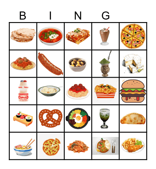 Food Around the World Bingo Card