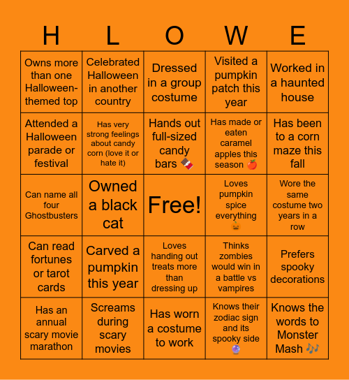 CON Halloween Bingo Card