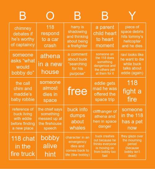 9-1-1 Season 9 Opener Bingo Card