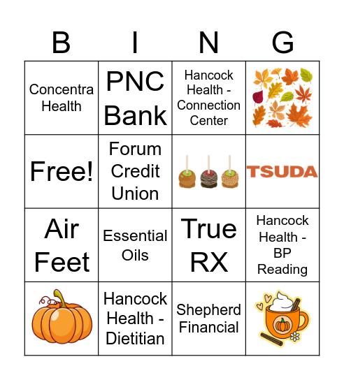 Health Fair 2025 Bingo Card