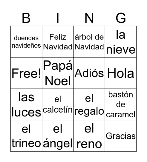 Bingo de Navidad Bingo Card