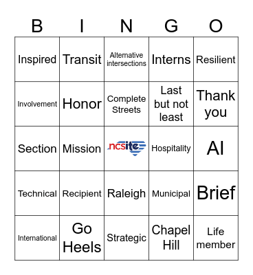 NCSITE Annual Meeting Lunch 2025 Bingo Card