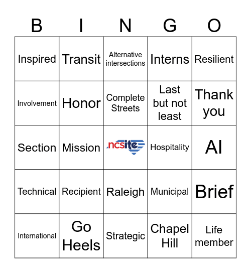 NCSITE Annual Meeting Lunch 2025 Bingo Card