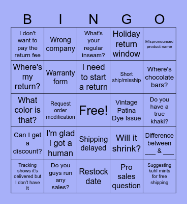 Phones Bingo Card