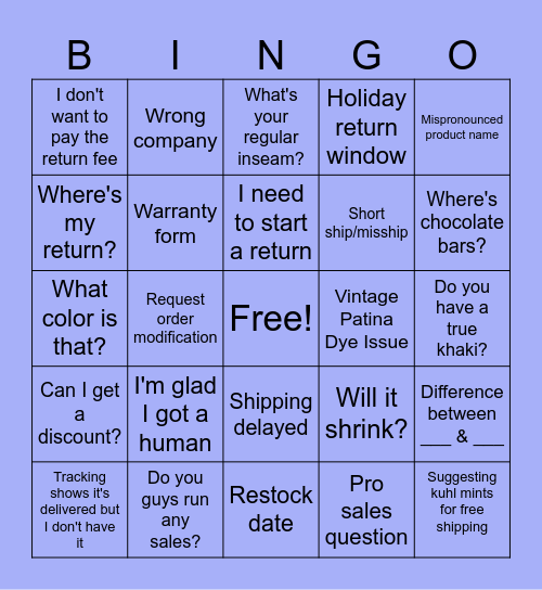 Phones Bingo Card