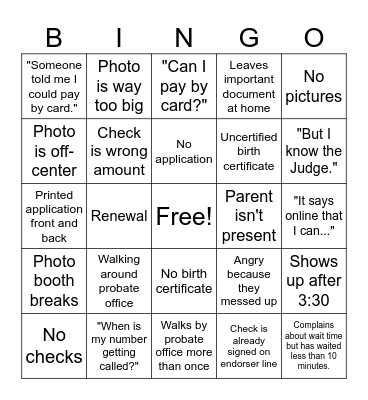Passport Bingo Card