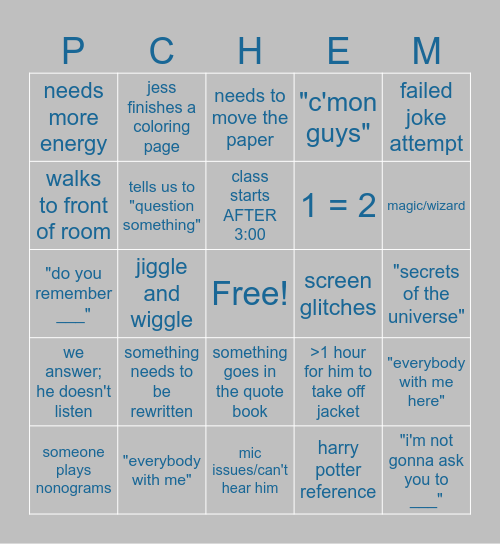 Chopra-ism BINGO Card