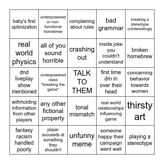 r/dnd bingo Card