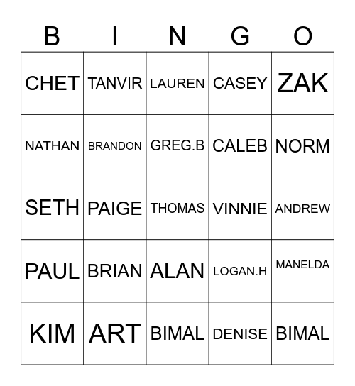 Untitled Bingo Card