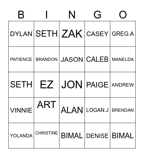 WEST CENTRAL Bingo Card