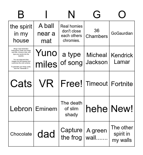 Fitness Vocabulary 1 and 2 Bingo Card