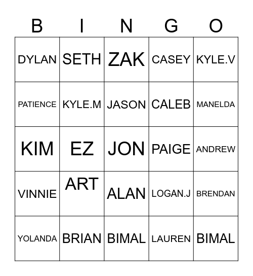 WEST CENTRAL Bingo Card