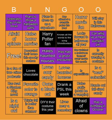 Halloween Bingo Card