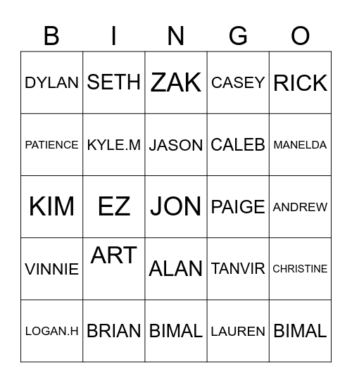 WEST CENTRAL Bingo Card