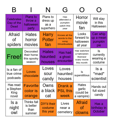 Halloween Bingo Card
