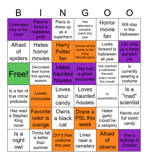 Halloween Bingo Card