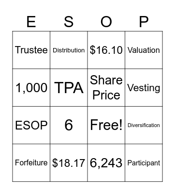 ESOP BINGO Card