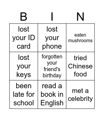 Have you ever...? Bingo Card