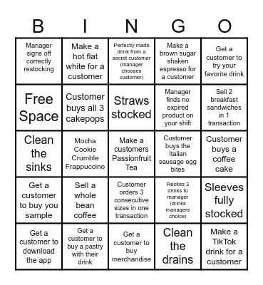 STARBUCKS Bingo Card