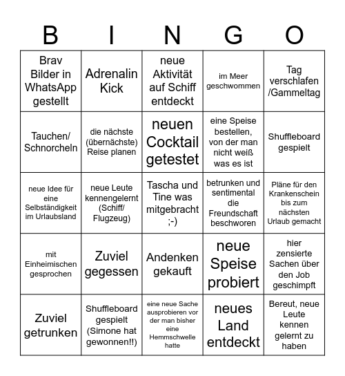 Urlaubsedition "Gewinn ein Bier" Bingo Card