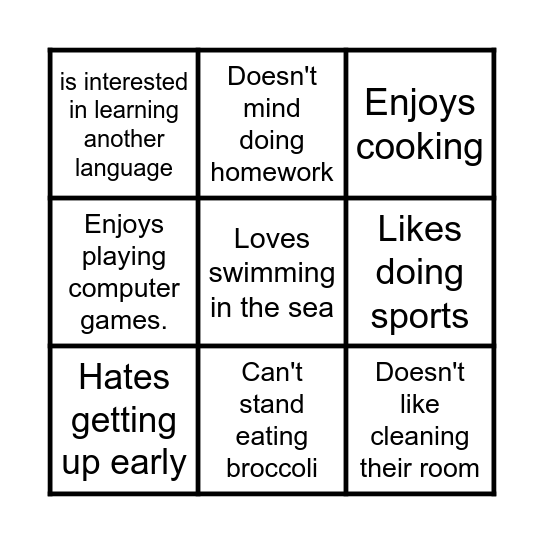 Find someone who Bingo Card