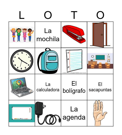 En la escuela Bingo Card