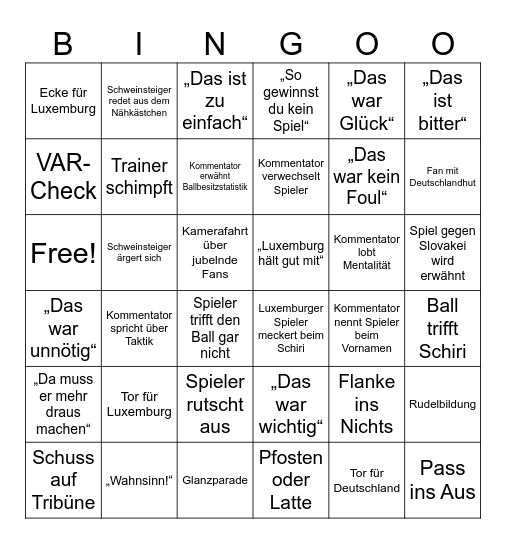 Deutschland-Luxemburg Bingo Card