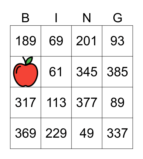 f(x)=4(x−2)+1 Bingo Card