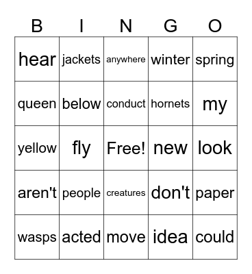 4th Grade Bingo Card