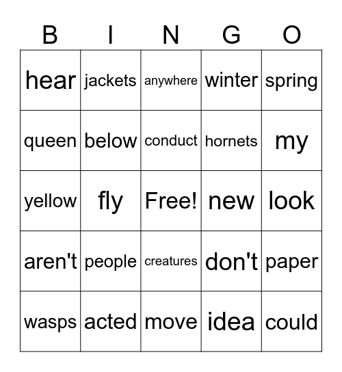 4th Grade Bingo Card