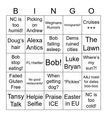 FFF Ws Bingo Card