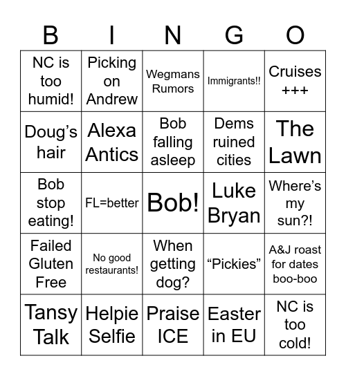 FFF Ws Bingo Card