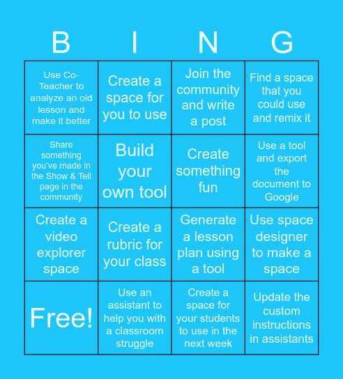 SchoolAI Bingo Minus the O Bingo Card