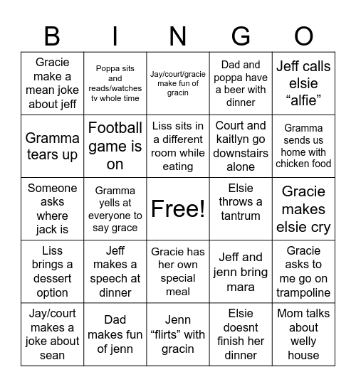 Thanksgiving 2025 Bingo Card