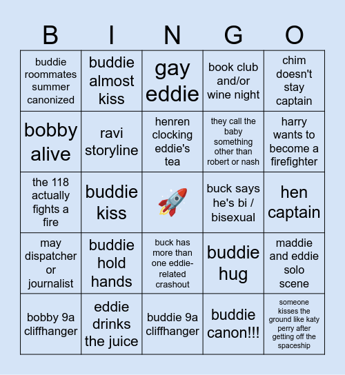 9-1-1 Season 9 Bingo Card