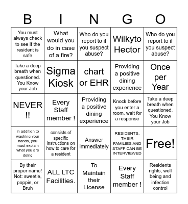 Brookside Survey Bingo Card